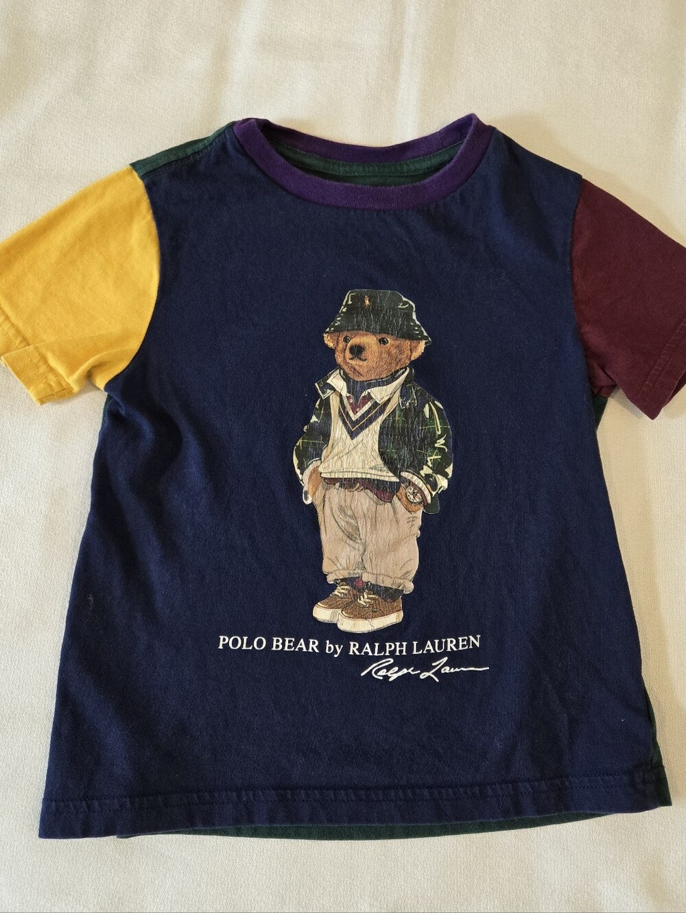 Polo Ralph Lauren Sz 4 Colorblock Preppy Polo Bear Short Sleeve Tee
